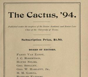 Cactus (1894). University of Texas Yearbook. p. 
